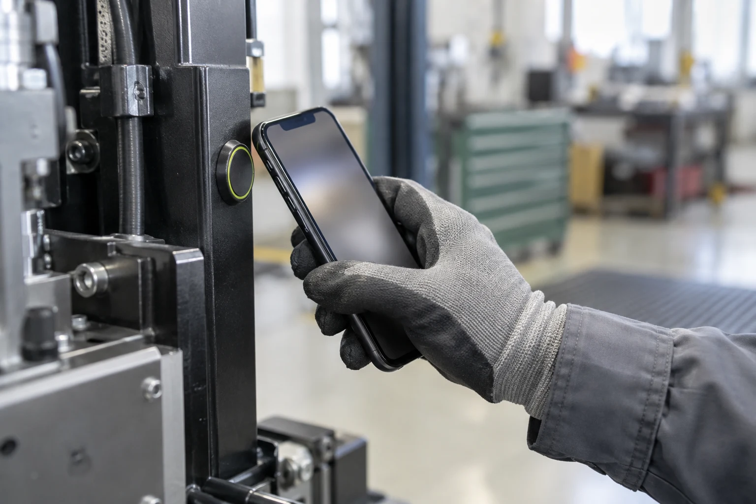 設備に取り付けたNFCタグを作業者がスマートフォンで読み取る利用イメージ